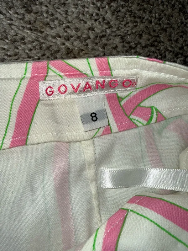 Govango Women's Pink and Green Bamboo Lattice Print Mini Skirt Size 8 - Image 2