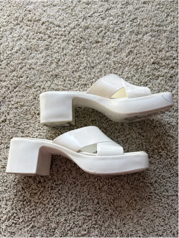 Jeffrey Campbell Bubblegum Platform Sandals Size 9 White Mod Y2K 1960s Retro - Image 2