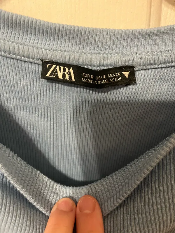 ZARA Blue Flare Sleeve Crop Top - Image 3