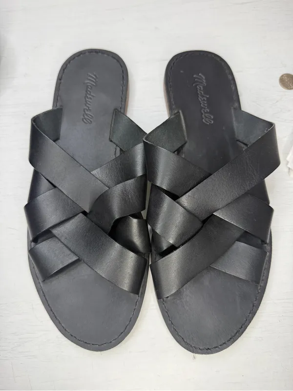 Madewell Womens Boardwalk Black Woven Slide Sandal Size 8.5 - Image 10