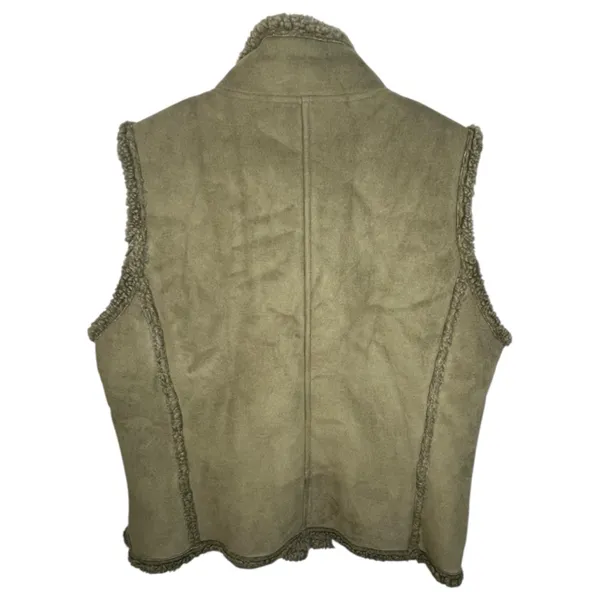 L.L. Bean Sage Green Sherpa Fleece Button Front Vest - Image 4