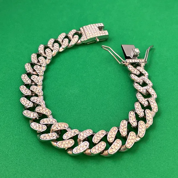 Titanium Steel Link Chain Bracelet for Men Women,CZ Cubic Zirconia Punk Hip Hop Bracelet - Image 7