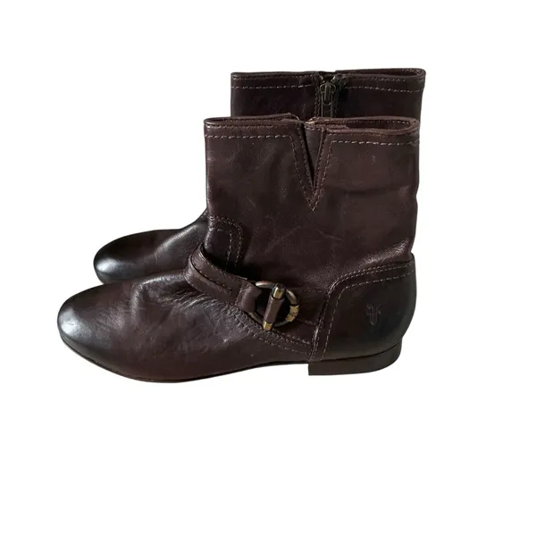 Frye Jillian toggle short biker boots rich brow leather size 10 - Image 2