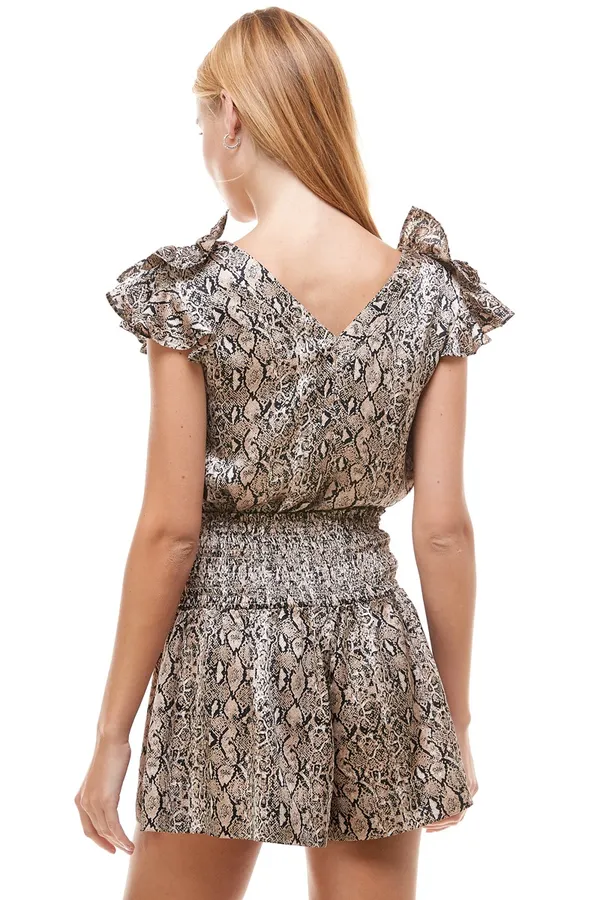 The Clothing Exchange Company | Snake Print Button Down Top | S | Brown | Sample Sale | CT7495 - Image 3