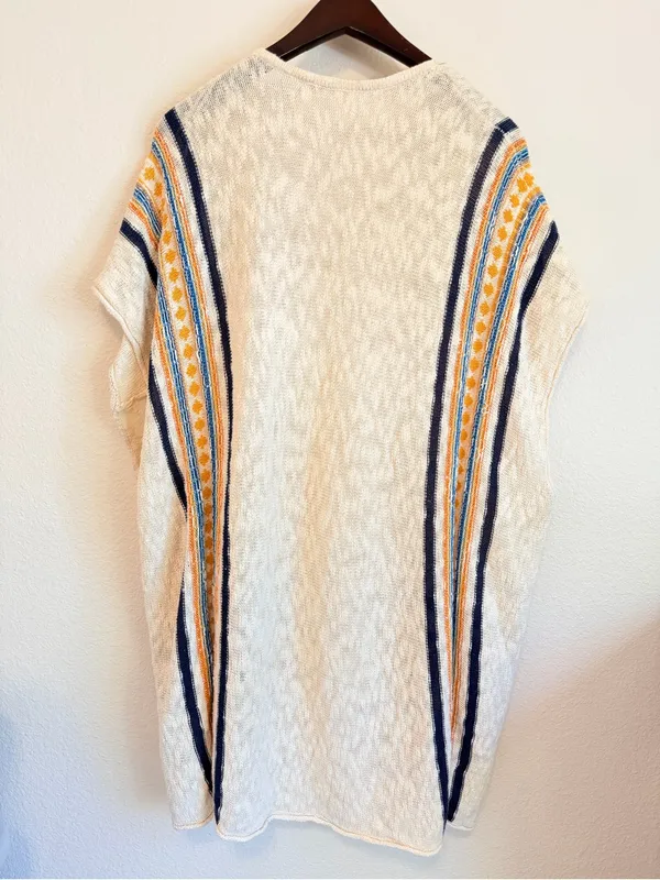 Ripcurl slub cotton striped poncho cardigan, open front, One size - Image 7