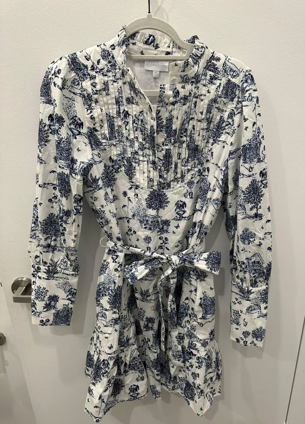 Sugar Lips Blue Toile Pintuck Shift Dress - Image 3
