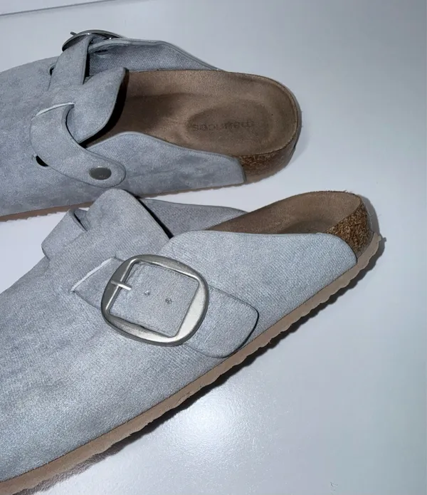 Maurices SuperCush Chloe Closed Toe Footbed Clogs Light Blue Buckle - Image 5