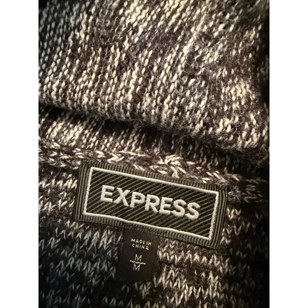 Express Womens Black White Space Dye Cowl Neck Long Sleeve‎ Sweater Size M - Image 5