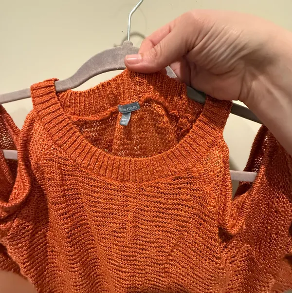 Orange cold shoulder sweater - Image 2