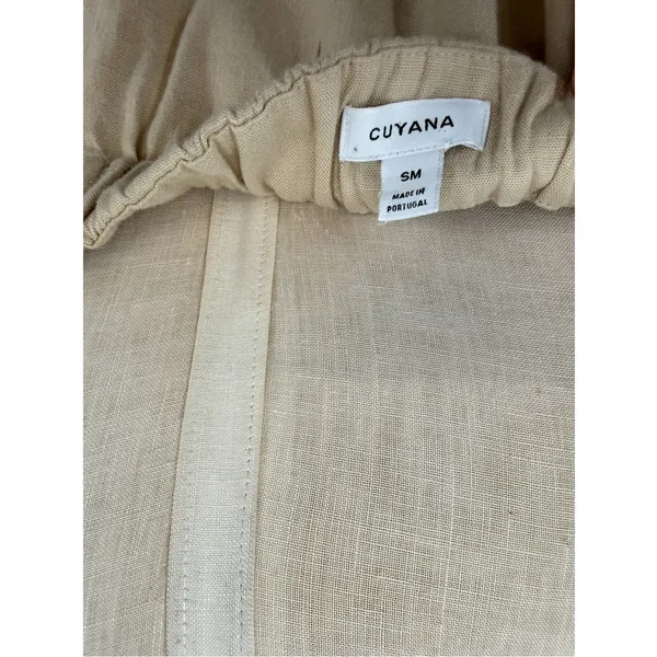 Cuyana Linen Blend Tie Front Square Neck Maxi Dress Beige Minimalist Size Small - Image 10