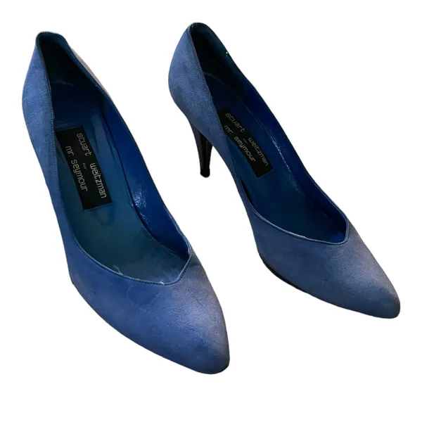 Stuart Weitzman For Mr. Seymour Blue Slip On Heels Size 7 - Image 3