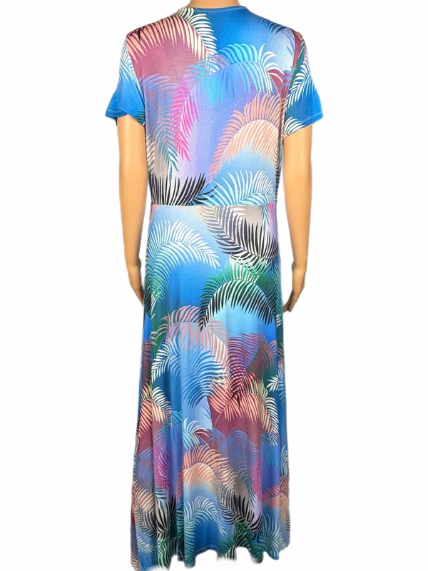SOFT SURROUNDINGS Anya Ombré Palm Twist Front Maxi Dress Stretch Size Small - Image 9