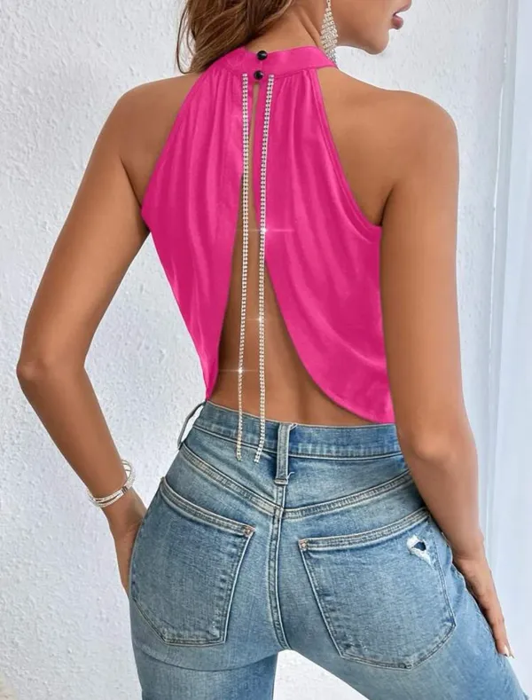 Hot Pink Crop Top Size L - Image 2
