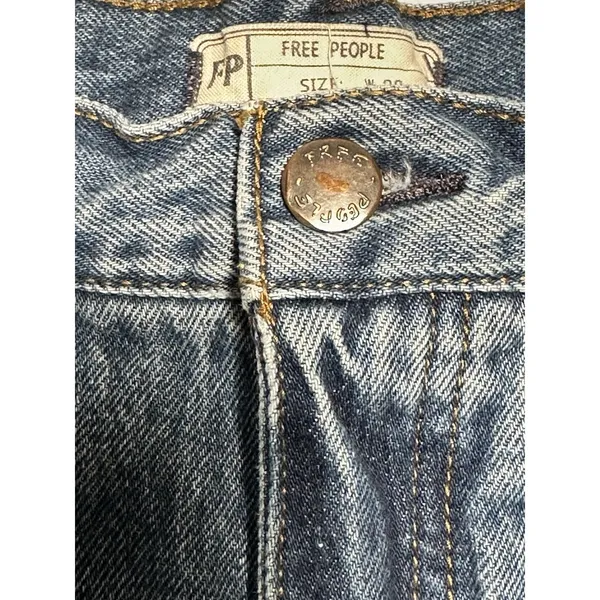 Free People Release Boot Cut Jeans Size 28 Raw Hem High Rise‎ Crop Y2K Frayed - Image 9