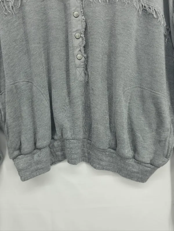 FP Movement by Windy Meadows Washed Gray Frayed Henley Hoodie - Image 8