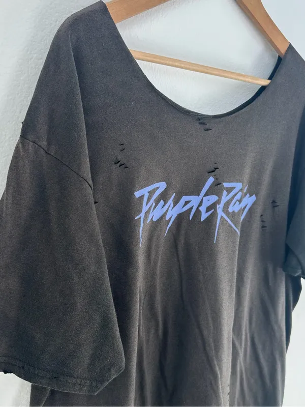 Prince Purple Rain Off The Shoulder Tee Black Size XXL - Image 4