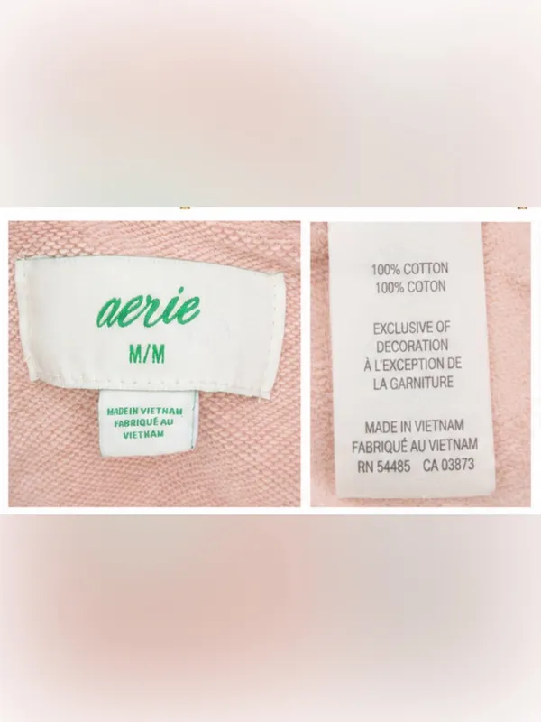 Aerie Blush Pink Cropped Pullover Hoodie — Size Medium - Image 5