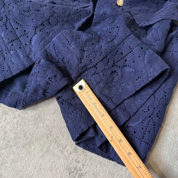 Lilly Pulitzer Celyn Romper Womens 8 Navy Blue Floral Lace Shorts Jumpsuit - Image 16