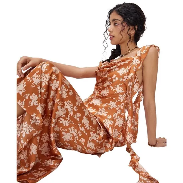 Nordstrom NWT Cider Woven Cowl Floral Ruffle Hem Maxi Dress Sz 6 - Image 5