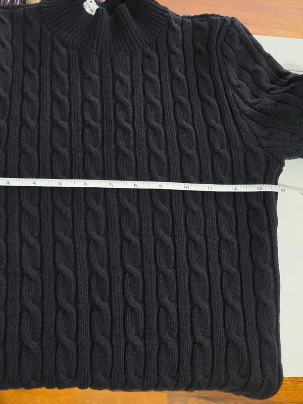 Hollister Cable Knit Long Sleeve Sweater Mini Dress - Black - Women's Size M - Image 8