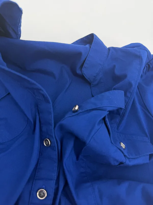 Express Blouse Women’s XS Cobalt Blue Essential Stretch Button Up Preppy Top - Image 12