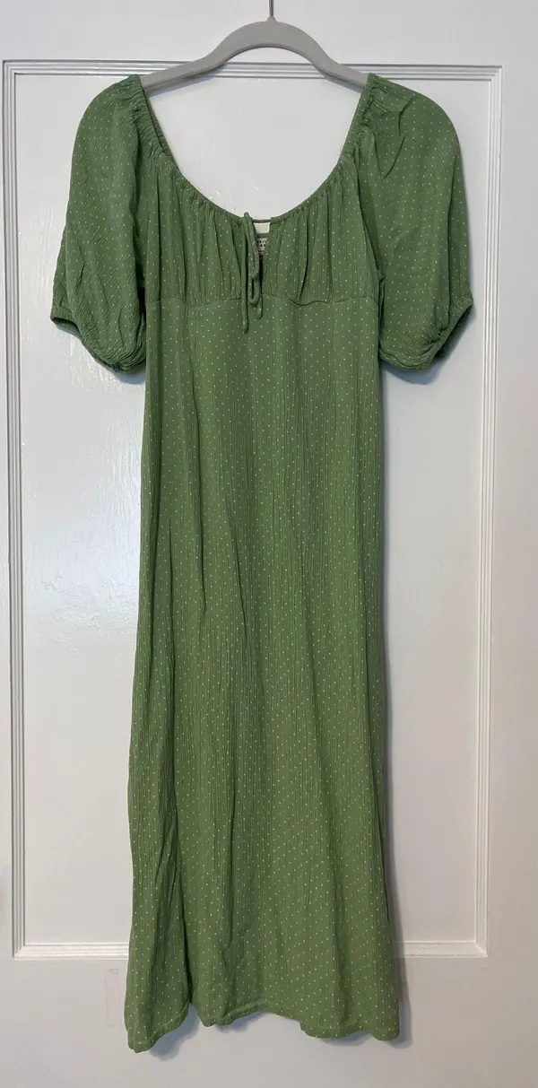 Billabong Green Midi Dress with Puff Sleeves - Image 3