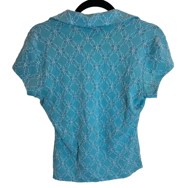 International Concepts Y2K floral lace short sleeve polo shirt - Image 2
