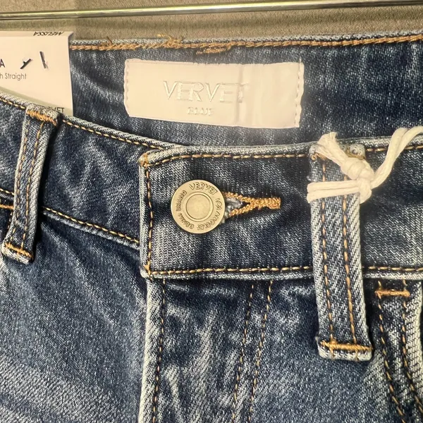 Vervet Melissa mid rise jeans raw hem size 25 straight leg Mixology - Image 4