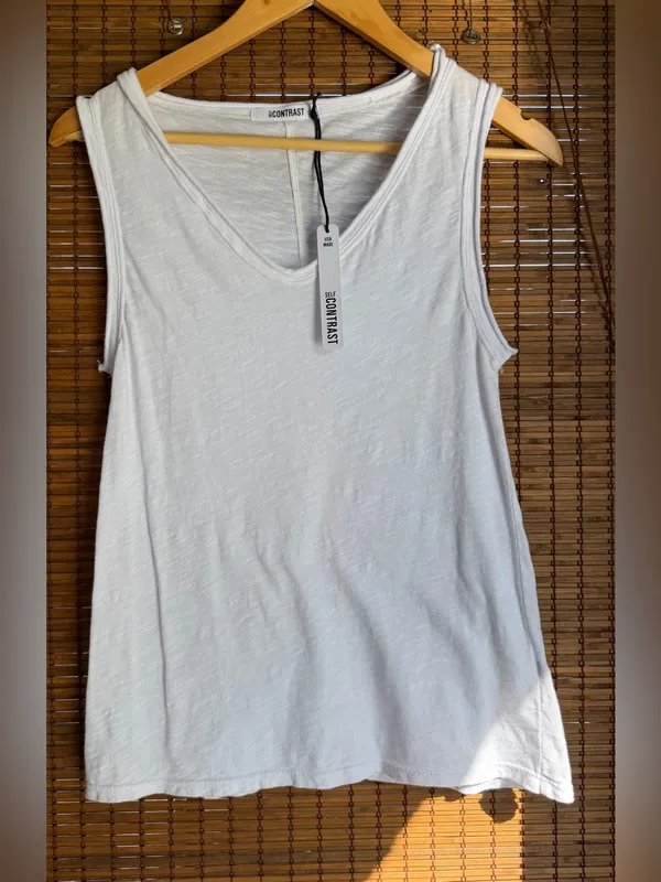 Self Contrast Anthropologie White Slub Cotton Swing Tank Top XS NWT $68 - Image 2
