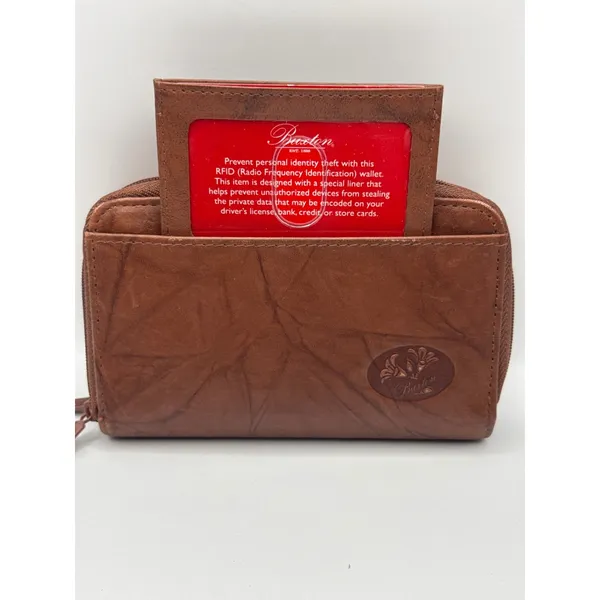 Buxton Brown Genuine Leather Double Zip Around RFID Organizer Wallet‎ Women - Image 3