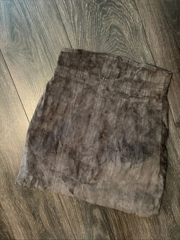 Express Suede Leather Panel Mini Skirt in Brown XS - Image 2