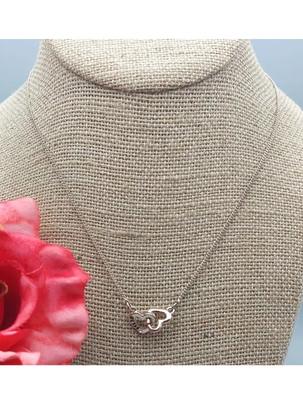 Adorable GUESS Rose Gold Tone Double Heart Pendant Necklace Dainty 16" Long - Image 3