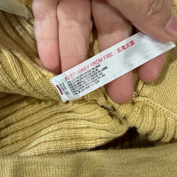 Free People Beach Ribbed Knit Shorts Mustard Yellow Cotton Linen Blend Medium - Image 5