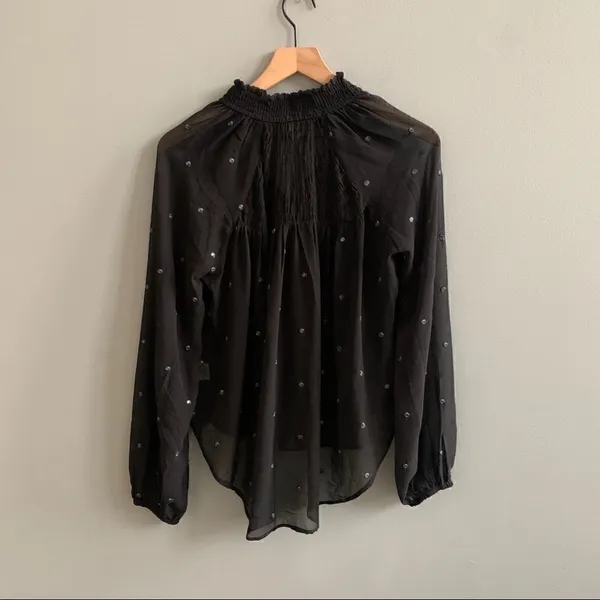 Free People Ready to Run Chiffon Boho Top Sheer Black Size XS - Image 3