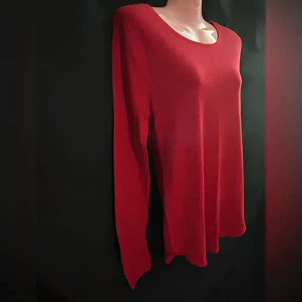 Old Navy Women’s Red Long Sleeve Ribbed Top SZ LG - Image 3
