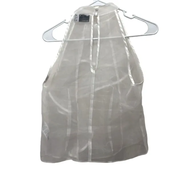 ASOS DESIGN White Sheer Organza Ruffle Halter Top High Neck Sleeveless‎ Size 4 - Image 2