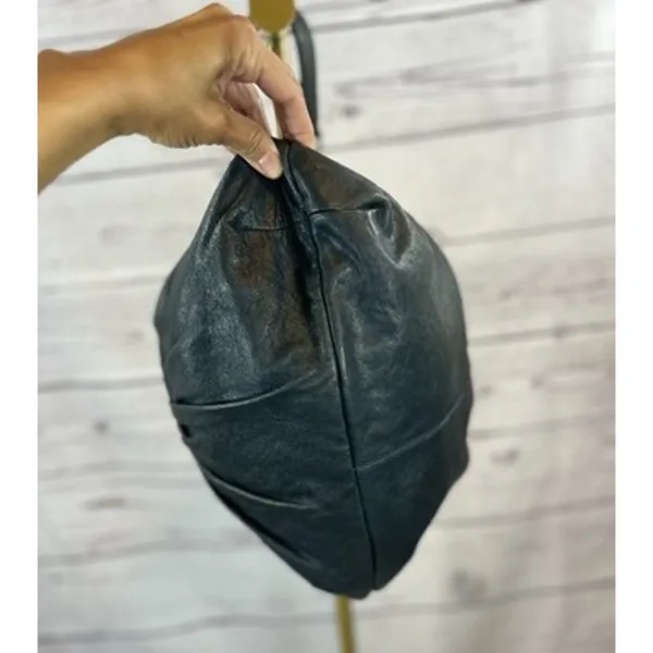 Botkier Dark Teal Green Leather Hobo Shoulder Bag Bronze Hardware Slouchy - Image 3