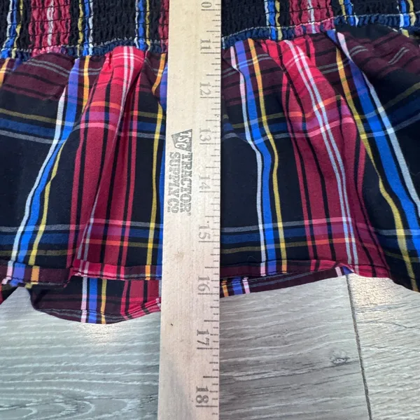 Draper James RSVP‎ Womens XXL Red Plaid Smocked Peplum Puff Sleeve Top - Image 8