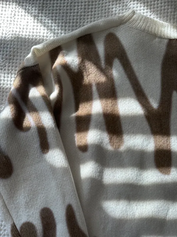 Oversized Cream Sweater Tan Size L - Image 3