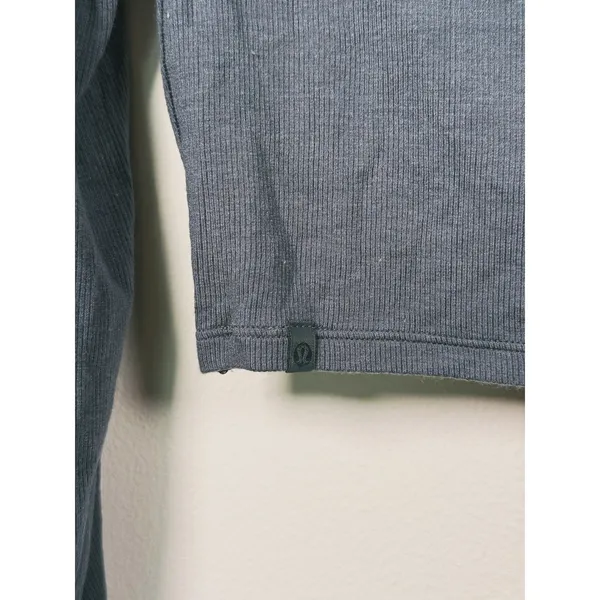Lululemon Hold Tight Cropped Long Sleeve Shirt Size 6 Blue Ribbed Fitted Casual - Image 7