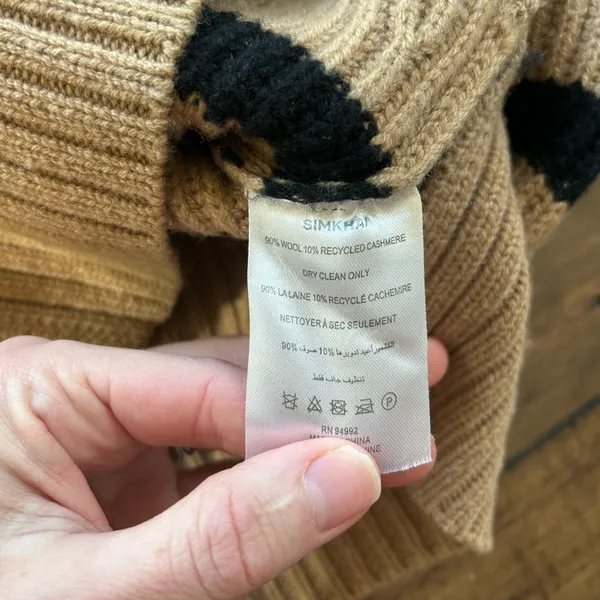 Simkhai Cashmere Wool Adrienne Striped Button Turtleneck Brown Sweater - Image 13