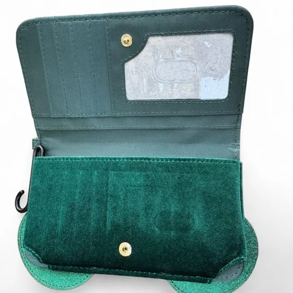 Disney Minnie Mouse Metallic Green Wallet Wristlet NWT 3D Ears Velvet Bow - Image 5