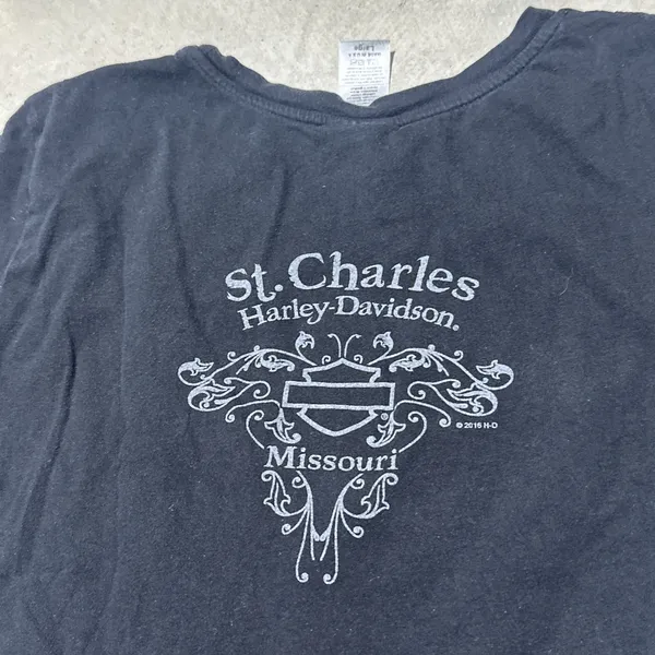 Harley Davidson Looney Tunes Rally Girls Womens SZ L Graphic Tee Shirt Black - Image 9