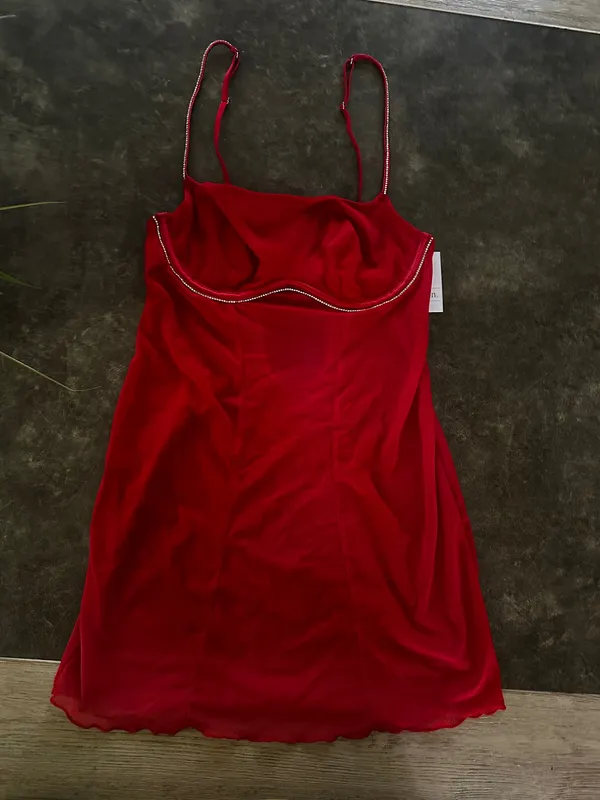 Women's Rhinestone Lingerie Dress - Auden Red - Image 11