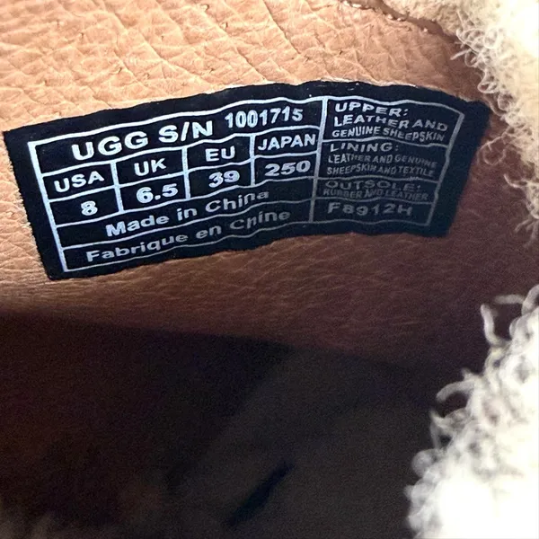 UGG Boots Womens Size 8 Brown Suede Shearling Ankle Cone Heel Zip Cuff Booties - Image 7