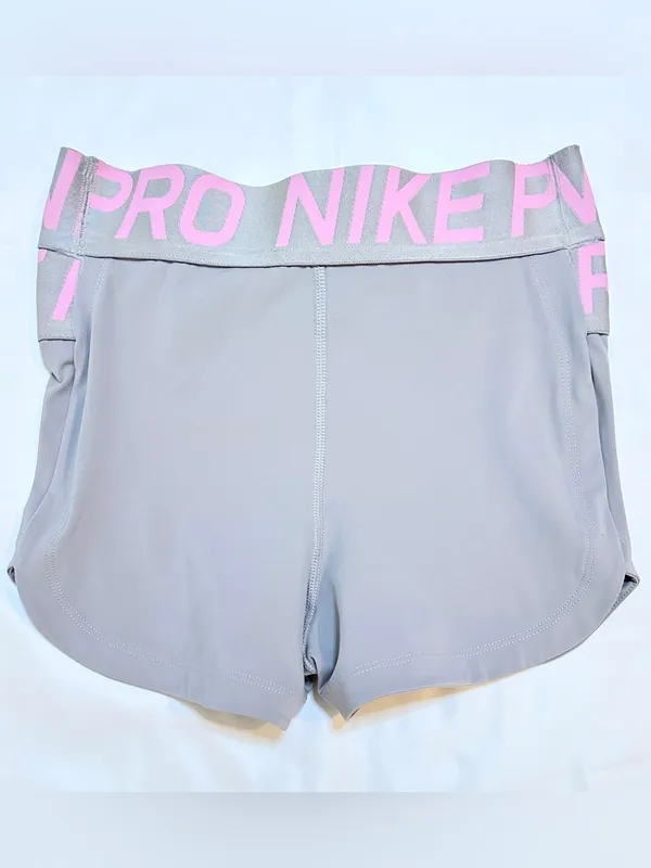 Nike Pro Women’s Mid-Rise 3" Biker Shorts – Thunder Grey/Pink Foam/Metallic – XS - Image 7