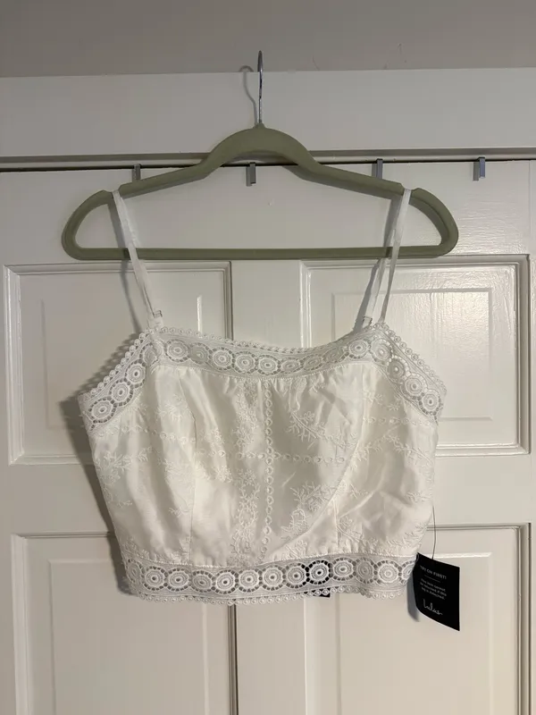Lulus White Crop Top Lace - Image 3