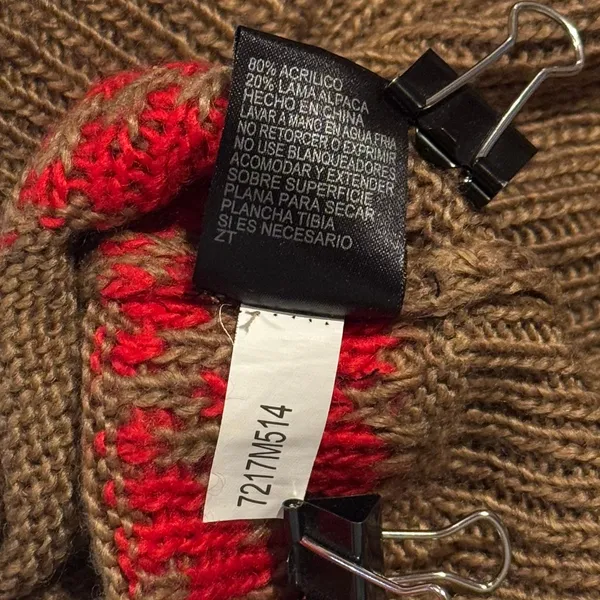 Cremieux Sweater Alpaca Fair Isle Nordic Cottage Preppy Cabin Cozy Brown Red XS - Image 5