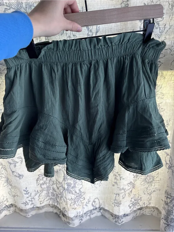 Aerie Tiered Ruffle Eyelet Sage Green Mini Skort - Image 3