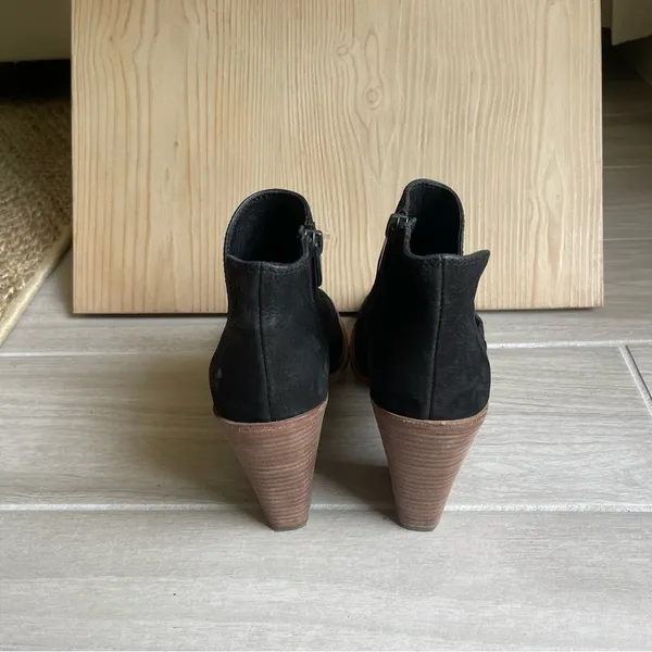 Black Leather Peep Toe Booties - Image 5